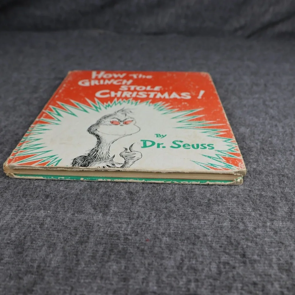 Vintage 1957 How The Grinch Stole Christmas Dr. Seuss Red Green HC USA Kids
